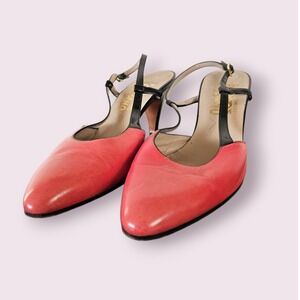 Salvatore Ferragamo Coral Slingback Leather Elegant Chic Heels sz 6.5 - 7